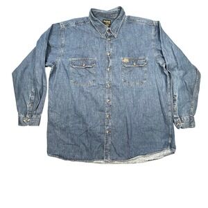 Guide Series Blue Long Sleeve Denim Button Down Shirt Mens 3XLT